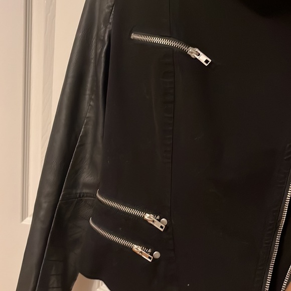 ABS Denim Collection Allen Schwartz S Black 100% PU (Vegan) Leather Jacket - Picture 8 of 10